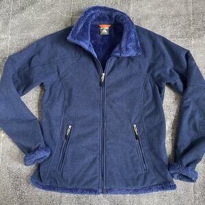 Women's Vintage Y2K Nike ACG Heather Blue Sherpa Lined Fleece Zip Up Jacket Sz M